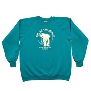 Top Of The World Hanes Point Barrow Alaska Polar Bear Vintage Sweatshirt Large